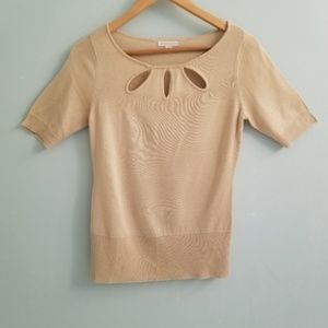 NY&CO Tan Knit Tee w Keyhole Cutouts